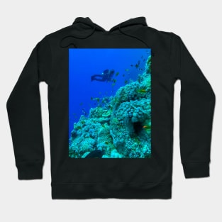 Coral reef and scuba diver Hoodie